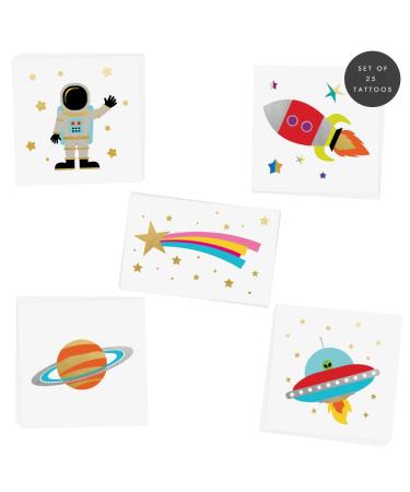 Space Explorer Variety Set - 25 Premium Waterproof Foil Kids Temporary Tattoos by Flash Tattoos - Buy Online on GoSupps.com
