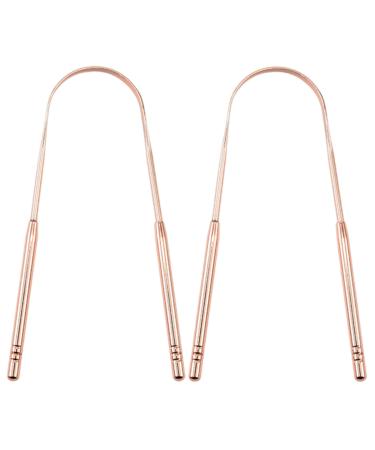 Sivono Long Copper Tongue Cleaner 2 Pack Detoxifies Bad Breath U-Shaped Stainless Steel Design