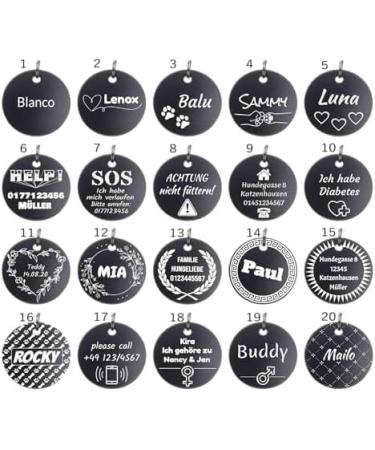 Personalized Engraved Dog & Cat Branding Tags - Unique Dual-Sided Design | 30mm & 35mm Black Options - Buy Online on GoSupps.com