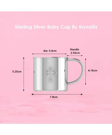 Krysaliis Sterling Silver Baby Cross Cup | Solid .925 Silver | Engravable Keepsake Gift | Elegant Personalized Cup for Baby | Gift Box Included - Buy Online on GoSupps.com