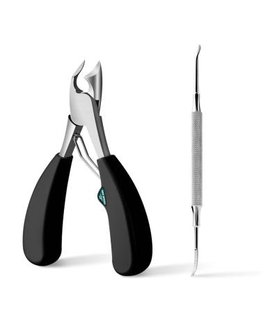 MR.GREEN Toenail Clipper Stainless Steel Ingrown Nail Cutter Good at Cutting Thick and Hard Nails Pedicure Tools (Black+Nail Remover)