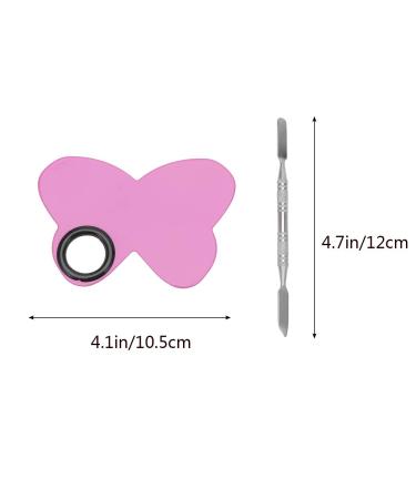LEORX Butterfly Stainless Steel Makeup Plate with Spatula Tool - Pink - Buy Online on GoSupps.com