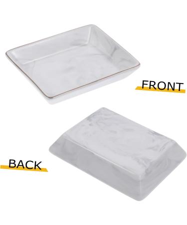 Homsfou 2-Piece Marble Ceramic Tray Set - Multi-Purpose Storage Decor for Valentine's Day - Exquisite Dark Gray 13.8x10.2cm - Buy Online on GoSupps.com