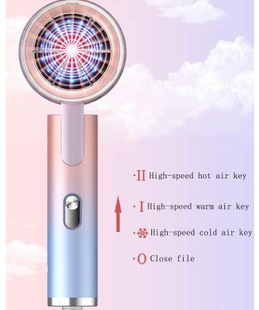 Travel Hair Dryer Cute Ion Hair Dryer Portable Compact Hair Dryer 3 Speeds Low Noise Overheat Protection - Buy Online on GoSupps.com