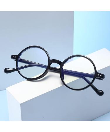 Zjiex Retro Round Reading Glasses for Presbyopia - Anti-Blue Light Spring Hinges 2.0x Magnification - Stylish Black Design for Men & Women - Buy Online on GoSupps.com