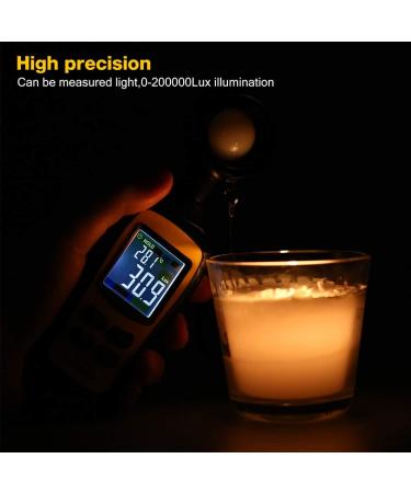 Digital Light Meter with Ambient Temperature Measurer - Up to 200,000 Lux - 4 Digit Color LCD Screen - Buy Online on GoSupps.com