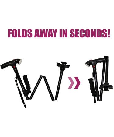 Folding Walking Stick Anti-Slip Height Adjustable g Cane Forearm Crutches for Seniors 4 Prong Anti-Slip Quad Cane with LED Guide Light S.O.S Alarm and Firm Grip Ha Surprise Gift - Buy Online on GoSupps.com