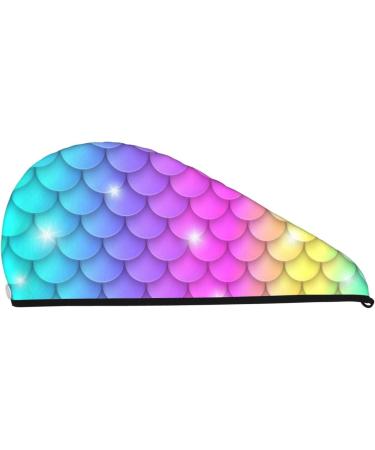 Rainbow Scales Microfiber Hair Towel Wrap - Soft Super Absorbent Coral Velvet for Long Curly & Thick Hair - Quick Dry Hair Cap for Women - Buy Online on GoSupps.com