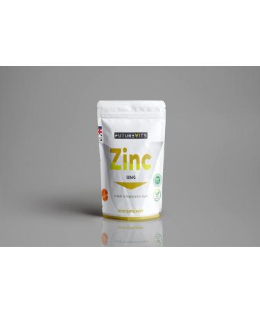 Zinc 50mg | 365 Tablets 1 Easy to Swallow Zinc Gluconate Tablet a Day (12 Month's Supply) Allergen Free High Strength Made in UK Futurevits