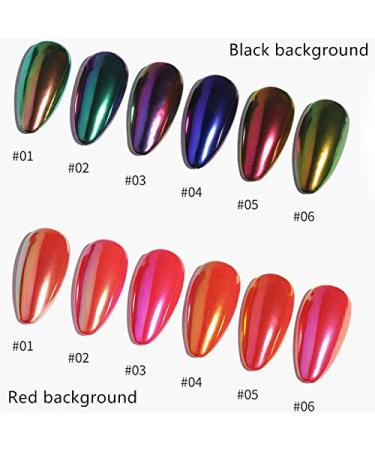 Mermaid Chrome Nail Art Powder Set with 6pcs Eyeshadow Sticks - Holographic Aurora Pigment for Manicure - Buy Online on GoSupps.com