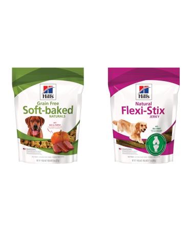 Hills Grain Free Soft-Baked Naturals Dog Treats (Duck & Pumpkin 8 oz) + Hills Natural Flexi-Stix Turkey Jerky Treats (7.1 oz)
