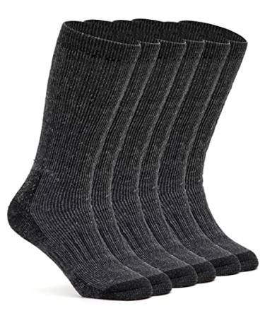Alvada Merino Wool Hiking Socks Thermal Warm Crew Winter Boot Sock For Men & Women 3 Pairs 9.5-14 A7-black (3 Pairs)
