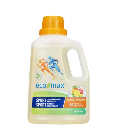 Eco-Max Sport Laundry detergent & Deodorizer - Citrus blast 1.89 Liter Citrus Blast Citrus Blast 1.89 l (Pack of 1)