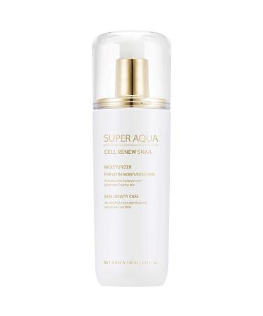 MISSHA Super Aqua Snail Essential Moisturizer 130ml-Snail slime extract prevent and recover skin damage and strengthen skin barrier to minimize skin irritation