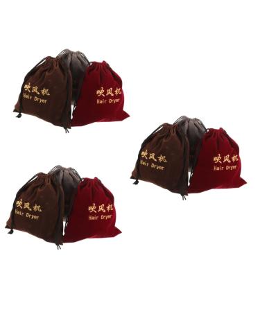 Healeved 9 Pcs Hair Dryer Storage Bag Hair Tool Storage Drawstring Storage Pouch Velvet Storage Bag Fabric