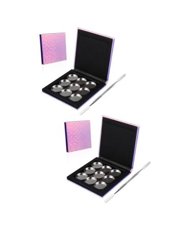 minkissy 2 Sets Empty Makeup Tray Metallic Eye Shadows Eyeshadow Magnet Round Air Conditioner