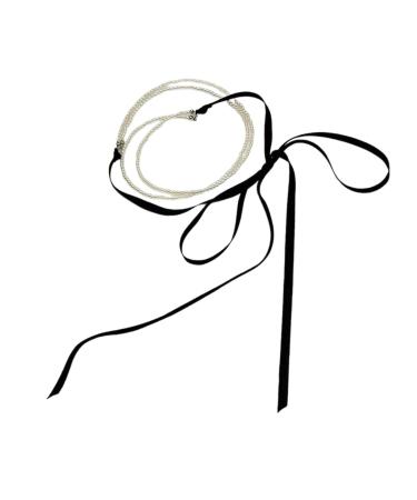 Oralgo's stylish pearl necklace double-layered loop necklace charm necklace unique necklace for daily use band imitational pearls