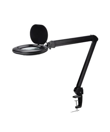 Lumeno 8615SW magnifying lamp workplace lamp with large oval lens 110x150 mm 60 LEDs in 2 steps perfect as reading aid for cosmetics for soldering 5 diopters black black 5 diopters