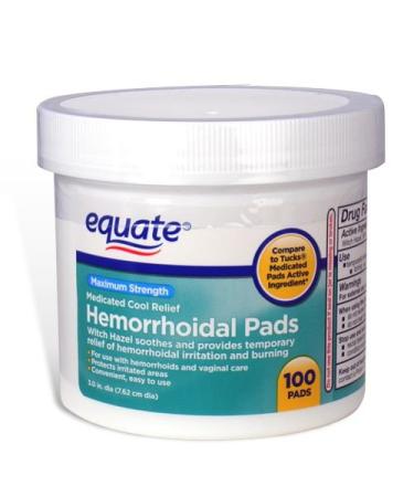 Equate - Hygienic Cleansing Pads Hemorrhoidal Vaginal Medicated Pads 100 Pads