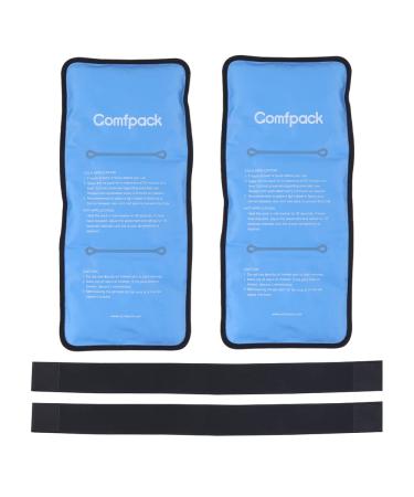 Comfpack Gel Ice Packs for Injuries Reusable Hot Cold Packs for Knee Ankle Shoulder Flexible Cold Packs for Sprains Swelling Bruises Surgery 2 Packs 13.6 x 6 with 2 Straps