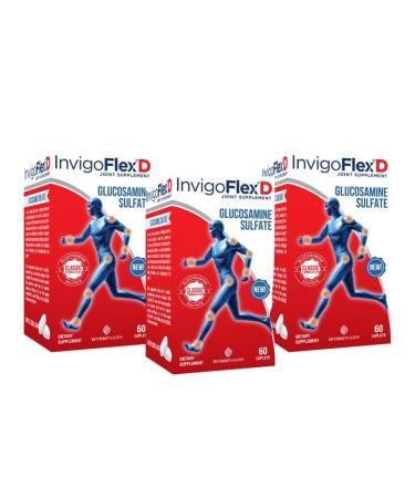 INVIGOFLEX D - 1500mg of Glucosamine Sulfate (Classic Formulation) - Premium Joint Supplement for Knees Hands Back & Hip Support D: Glucosamine Sulfate Caplets - 60 Ct (Pack of 3) 60 Count (Pack of 3)