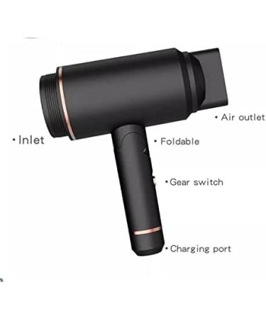 Wireless Rechargeable Hair Dryer Foldable Travel Hair Dryer Mini USB Hot/Cold Air Hair Dryer for Women Kids Camping Beaches Black Constructive23 - Buy Online on GoSupps.com