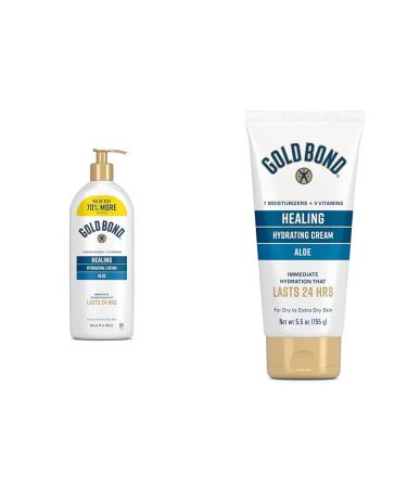 Gold Bond Healing Hydrating Lotion 24 oz. & Skin Therapy Lotion with Aloe 5.5 oz. Bundle Moisturizes Dry Skin