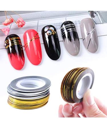 AnHua 2Pcs Gold & Silver Nail Striping Tape for Nail Art Decoration - Thin Line Sticker Rolls - Buy Online on GoSupps.com