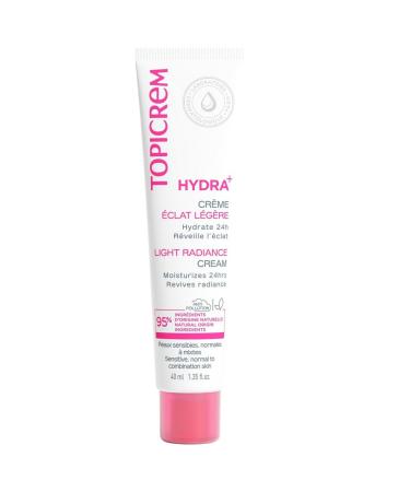 Topicrem - HYDRA+ Light Radiance Moisturizing Cream for Sensitive, Normal to Combination Skin, Adults and Adolescents - 24-Hour Hydration, Awakens Radiance - 40 ml