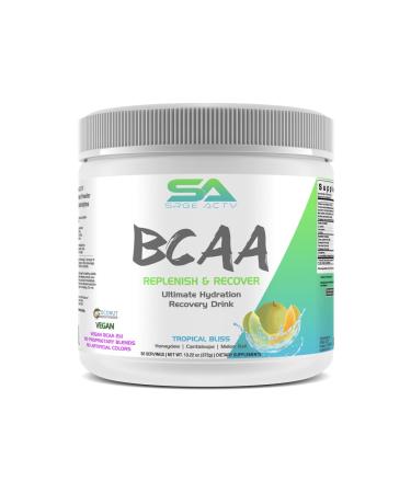 BCAA Powder Plus Glutamine and Electrolyte Powder for Recovery & Hydration - 30 Servings (Tropical Bliss)