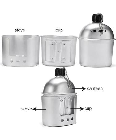 Portable Military Canteen Cup Stove Pouch Set for Camping & Hiking - 4Pcs/Set - Buy Online on GoSupps.com