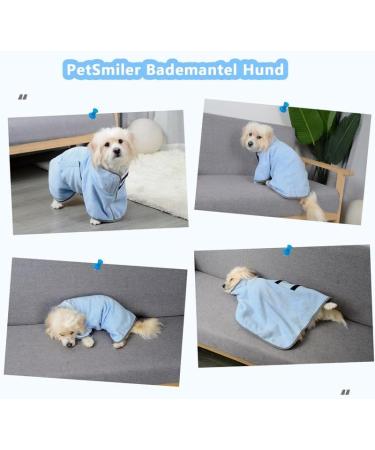 Petsmiler Dogenkademenel XS Blue Velcro Dog Bathrobe for Small Dogs | Quick-Dry After Swimming & Walking in Rain - Buy Online on GoSupps.com