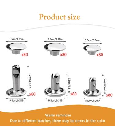 240 Sets TLKKUE Leather Double Cap Rivets - DIY Leather Craft Kit for Bags, Clothes, Shoes, Belts - Silver Decorative Rivets - Buy Online on GoSupps.com
