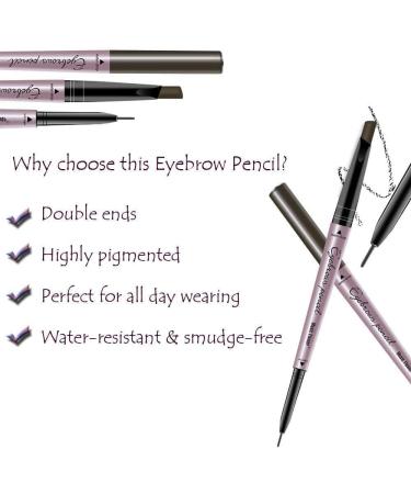 HeyBeauty Eyebrow Pencil with Brow Brush - Black | Double Ended Automatic Makeup Cosmetic Tool - Buy Online on GoSupps.com