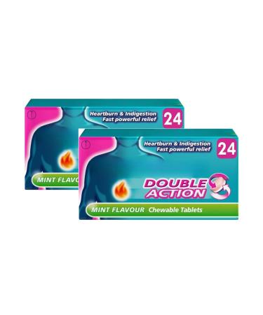 Double Action Mint Chewable 24 Tablets GAV -2 Pack (Total 48 Tablet)