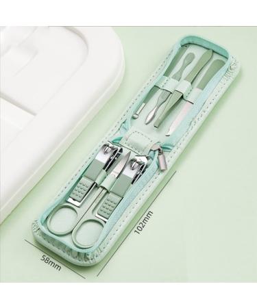 Professional Nail Clipper Pedicure Set Manicure Set Personal Care Nail Clipper Kit Nail Tools with Luxurious Travel Case Gifts for Men Women Family Friend Green (7 Pieces)