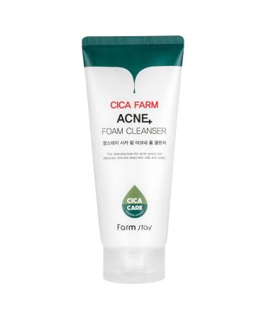 FARMSTAY CICA FARM ACNE FOAM CLEANSER - For Acne-Prone Skin - Gentle Facial Cleanser - Clears up acne blemishes - 6.08 fl oz