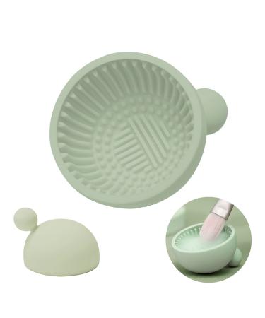 Pubcontti Makeup Brush Cleaner Mat Silicone Make Up Cleaning Brush Scrubber bowl Portable Washing Tool Cosmetic Brush Cleaners for Gir Easy Clean 5-Green