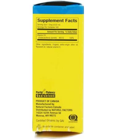 Natural Factors Big Friends Liquid Vitamin D3 10 mcg 400 IU - Immune Support & Strong Bones - 0.5 fl oz - Buy Online on GoSupps.com