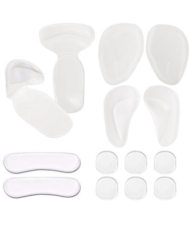 Value 14PCS   Heel Grips Liners and Arch Support Clear Back Heel Insoles Cushions for High Heels by Blomed Gel Shoe Inserts for Men & Women Ball of Foot Pads for Foot Pain Relief (Transparent)