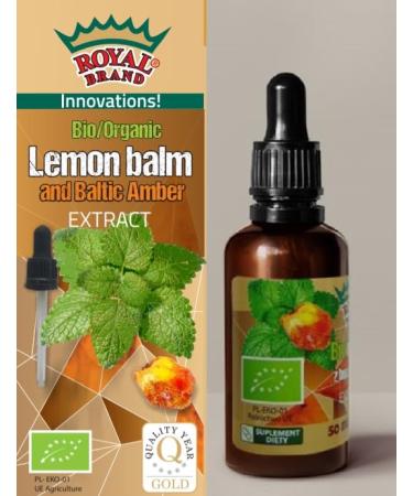 Organic Lemon Balm with Amber - Extract in drops / 50 ml / 1.7 fl oz / Baltic Amber