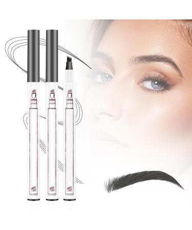JIGCEN 2PCS 3D Magic Microblading Eyebrow Pencil 2024 New 4 Head Split Waterproof Long lasting Wild Eyebrow Pencil (Gray)