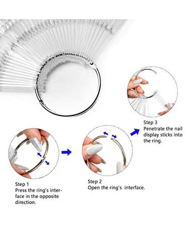 Laza 100 PCs 3-in-1 Clear Nail Swatch Sticks | Stiletto Nail Art Polish Color Display & Sample Tips | Transparent Fan Shaped Design for Perfect Nail Displays - Buy Online on GoSupps.com