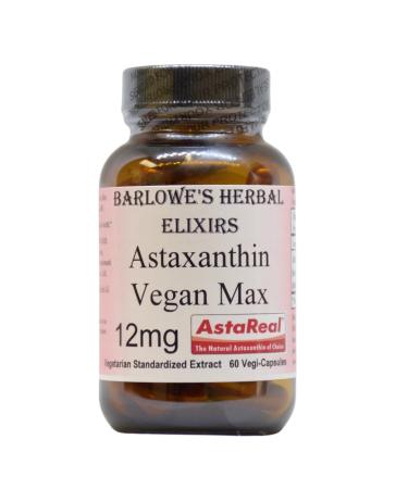 Barlowe's Herbal Elixirs Astaxanthin Supplements | AstaReal Astaxanthin Vegan Max 12mg | 60 Veggie Capsules | Astaxantina
