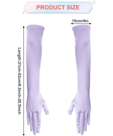 NQEUEPN Women Long Gloves Long Elbow Satin Gloves 21" Stretchy 1920s Opera Gloves Hand Care Moisturizing Gloves for Women Girls Evening Party Dance (Light Purple) - Buy Online on GoSupps.com