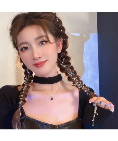 Rhinestone Star Tassel Hair Chains - 2 Piece Set for Women and Girls | Silver Crystal Head Chain Hair Clip | Perfect for Nightclub, Party, and Daily Wear - Buy Online on GoSupps.com