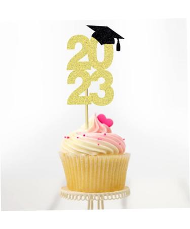 Graduation Cake Topper 48Pcs Gold Glitter 2023 Graduation Cupcake Toppers Class Of 2023 Grad Cake Picks Decorations For 2023 Graduation Party Supplies - Buy Online on GoSupps.com