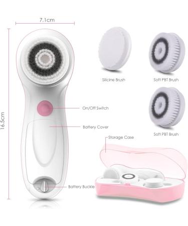Touch Beauty Facial Brush Set - Waterproof Electric Cleaning Brush with 3 Attachments 2 Speed Levels Gentle Exfoliation - Travel Case Included (Pink) - Buy Online on GoSupps.com