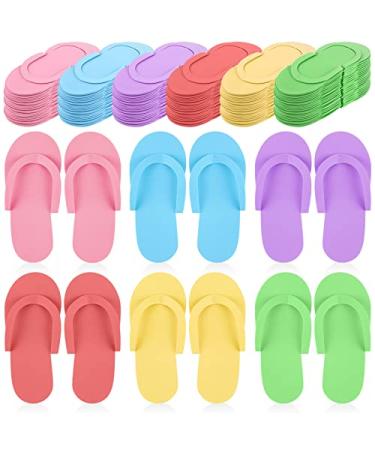Geyoga 48 Pairs Disposable Pedicure Slippers Foam Disposable Slippers Multi Color Pedicure Sandals Spa Pedicure Flip Flops Pedicure Shoes for Women Salon Nail Spa Pedicure Colorful
