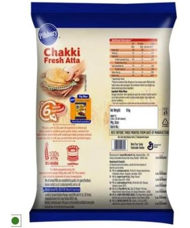 Pillsbury Chakki Atta 10 Kg | 100% Whole Wheat | Full of Fibre | Make Rotis & Chappatis - Buy Online on GoSupps.com